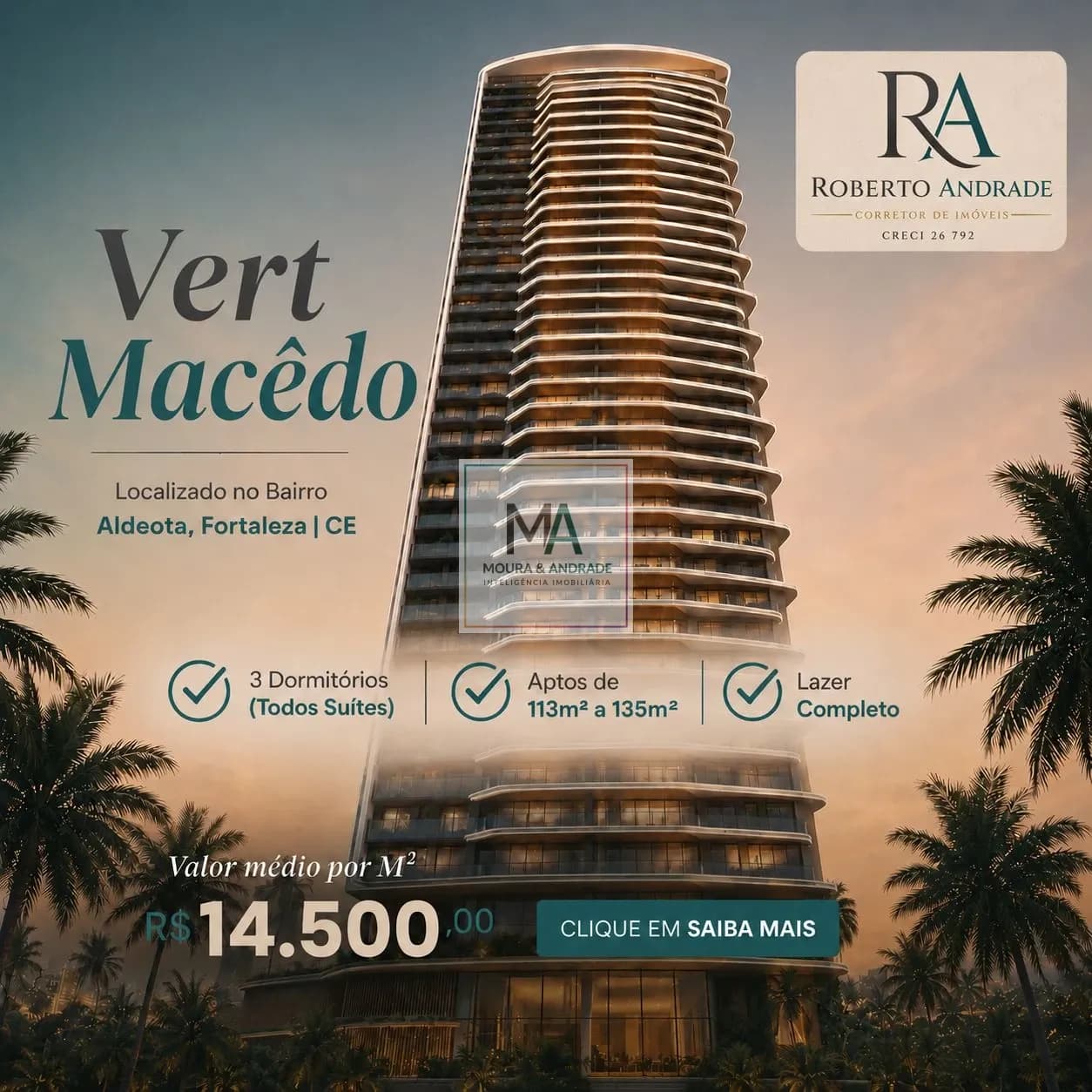 3 Suítes na Aldeota | 113m² a 135m² Vert Macêdo | Exclusividade em Cada Detalhe ✨